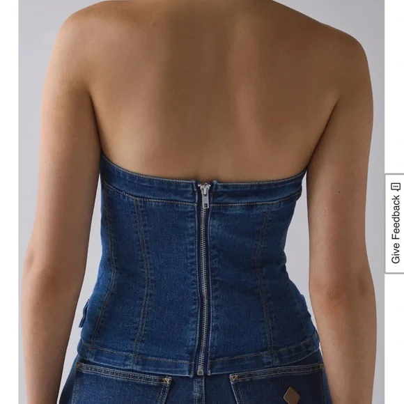 Silence+Noise Mia Belted Buckle Denim Tube Top Urban Outfitters Size Small Y2K - Picture 5 of 12